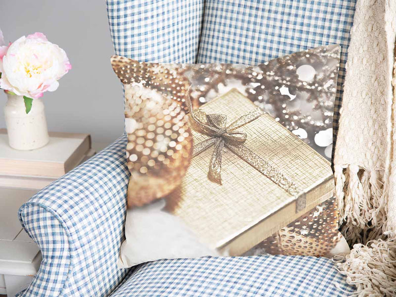 Health pillow with a golden gift.