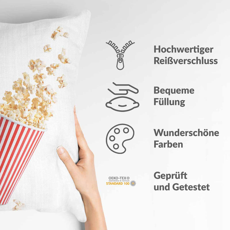 Health pillow white with popcorn