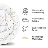 Therapy blanket and bedding set, white with golden stars.