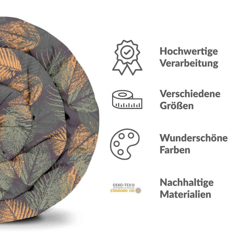 Set di biancheria da letto con coperta terapeutica motivo foglia autunnale
