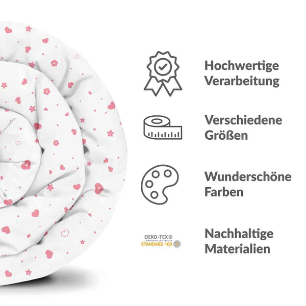 Coperte terapeutiche con rivestimento in cotone rosa con cuori e fiori