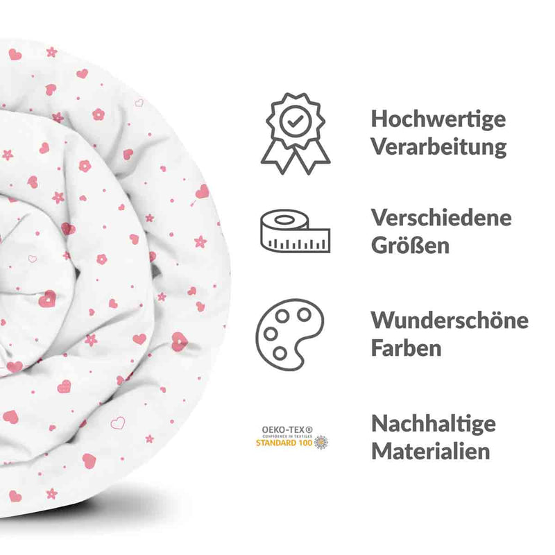 Coperte terapeutiche con rivestimento in cotone rosa con cuori e fiori