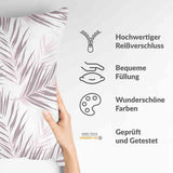 Health pillow, white with purple leaves.