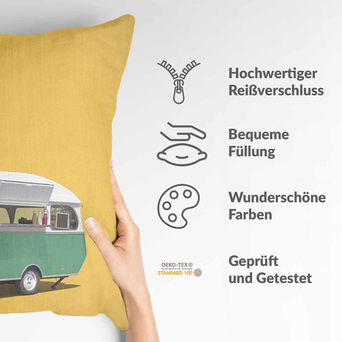 Health pillow yellow with bus