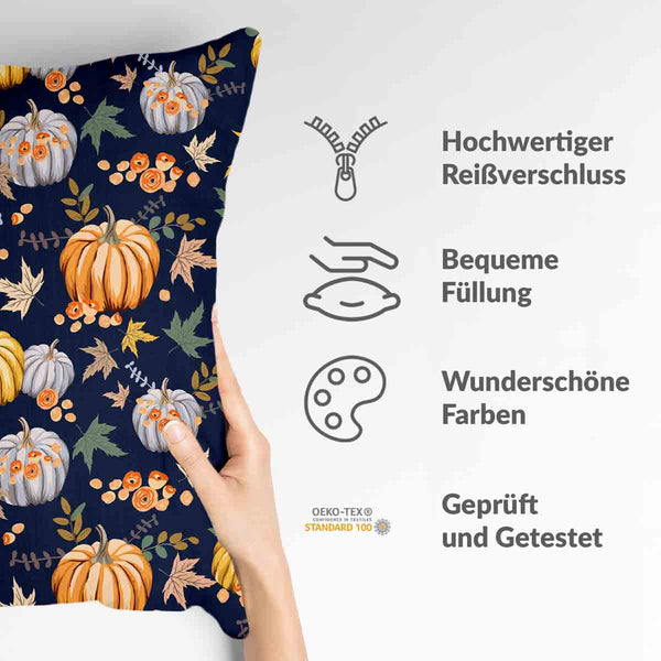 Health pillow blue with pumpkins