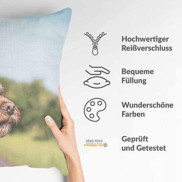 Health pillow with dog in the car