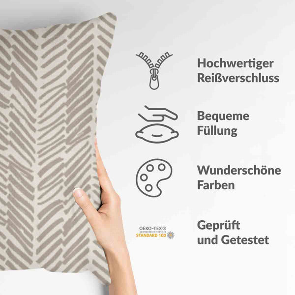 Beige health pillow with stripes