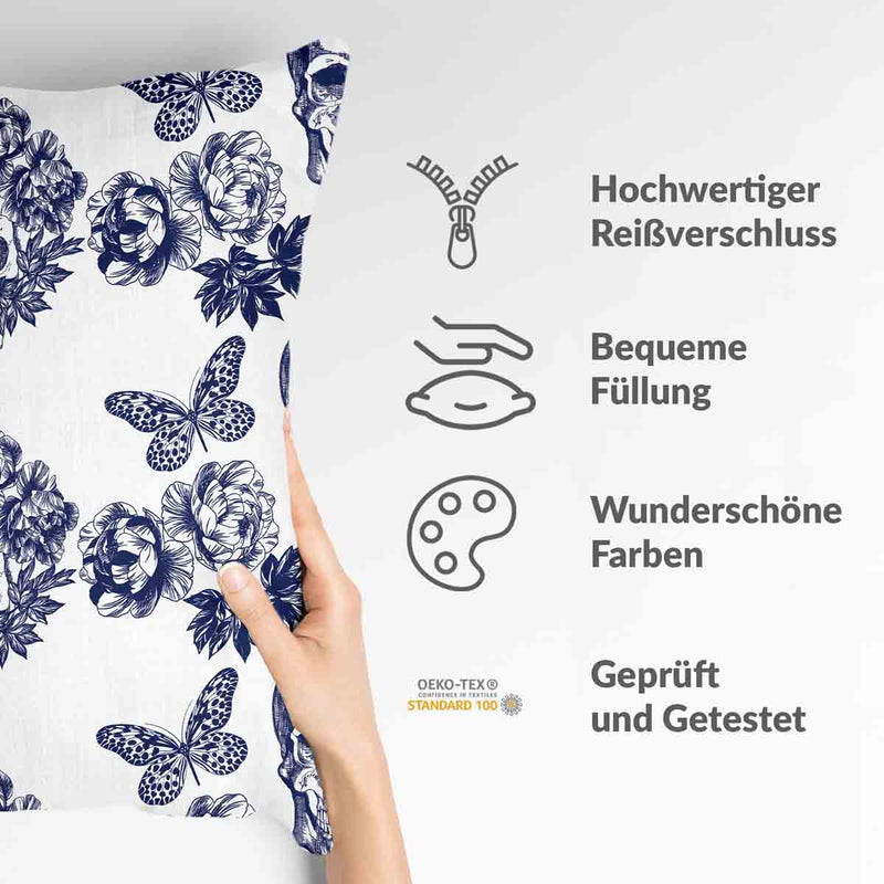 Cuscino salute fiori teschio
