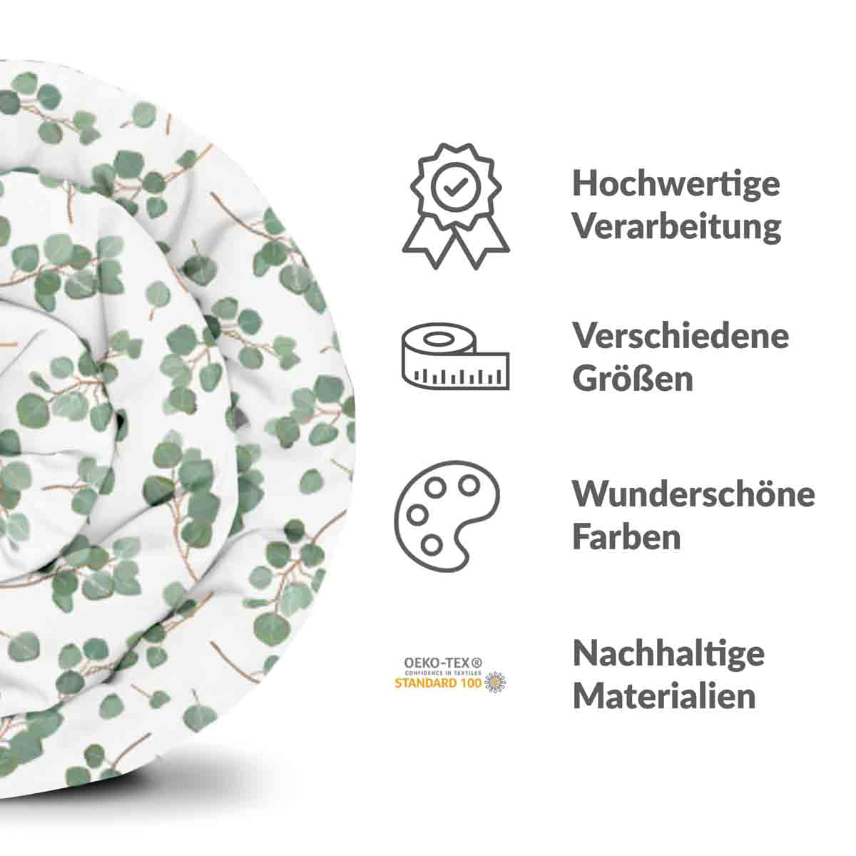 Original therapy blanket - cotton cover white with eucalyptus branches