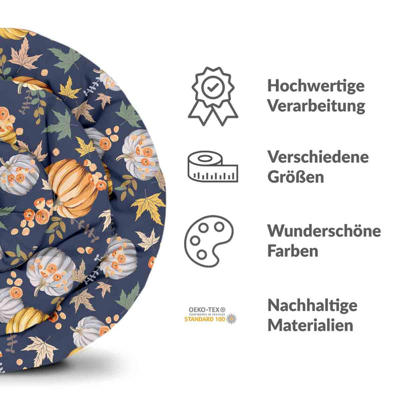Therapiedekens katoenen hoes blauw met pompoenen