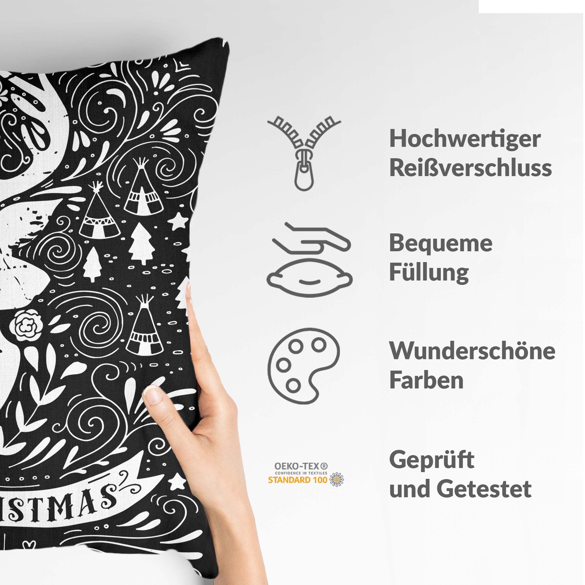 Almohada de salud negra Feliz Navidad