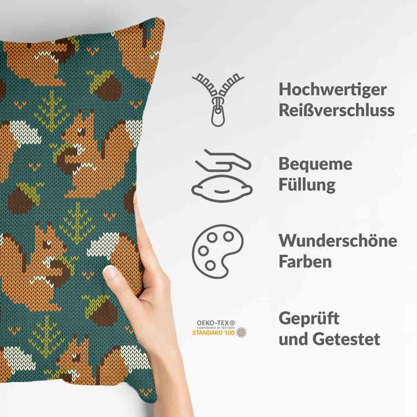 Health pillow green with squirrel