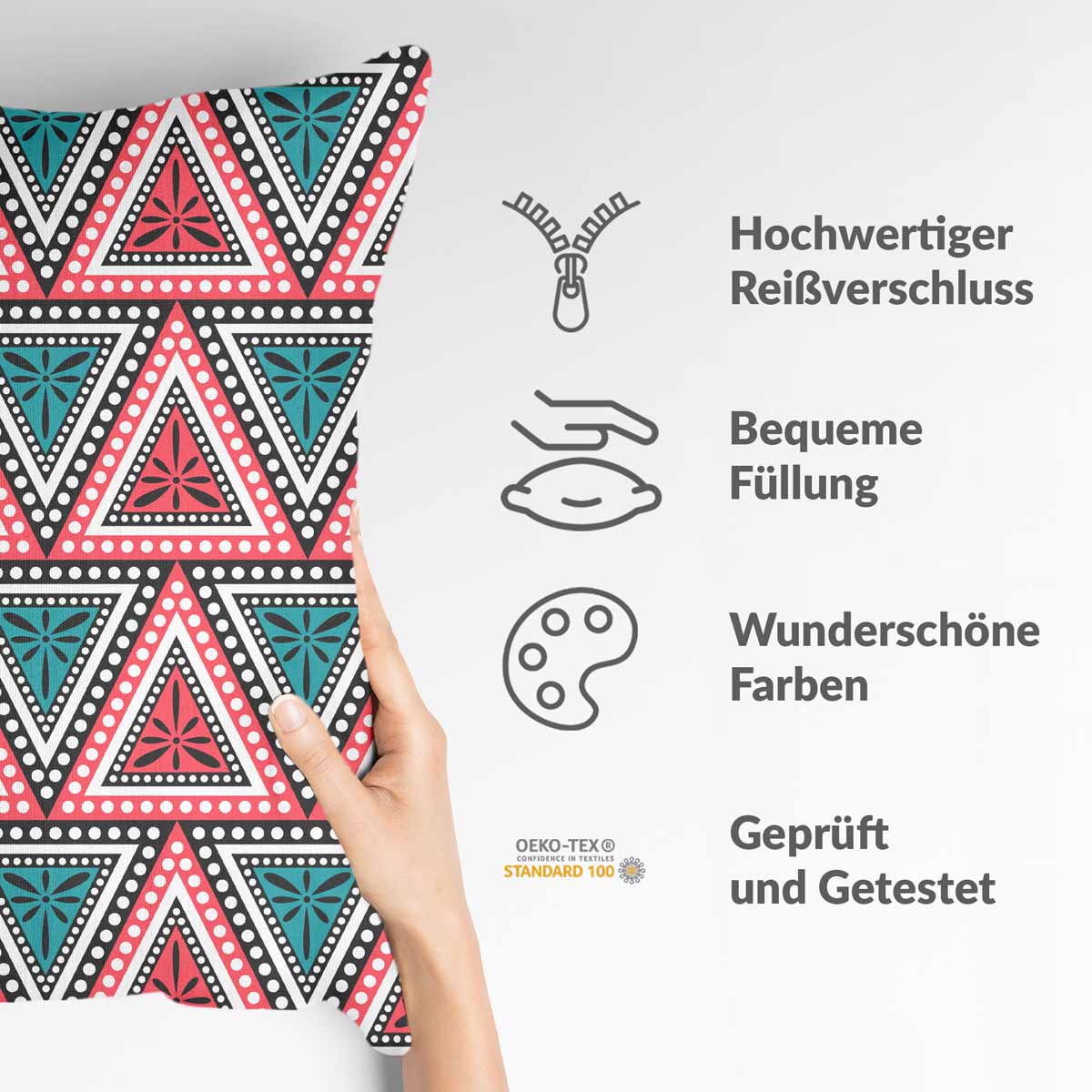 Gezondheidskussen met kleurrijke driehoeken