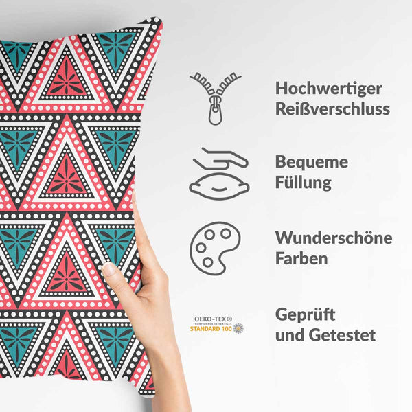 Health pillow with colorful triangles