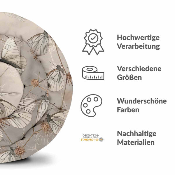 Therapy blanket bedding set, beige with moths.