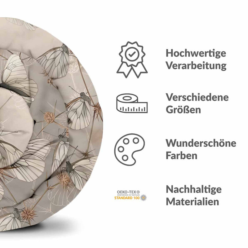 Therapy blanket bedding set, beige with moths.