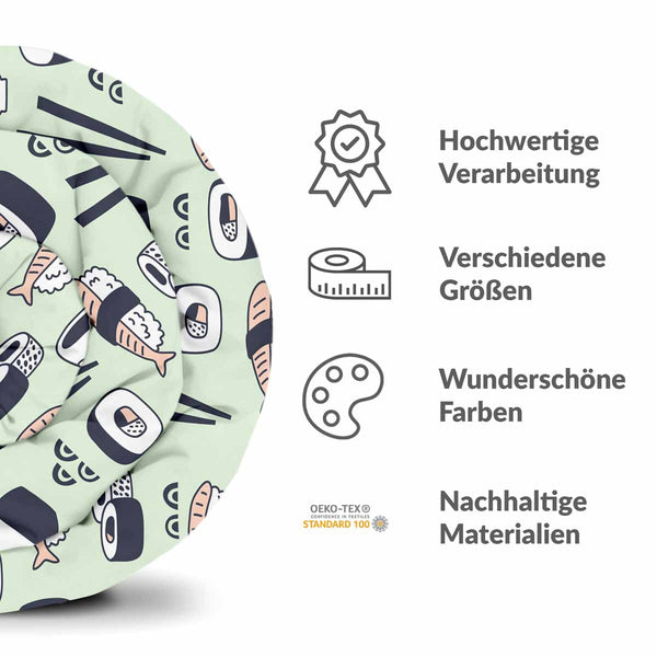 Therapie dekens katoenen hoes lichtgroen met sushi