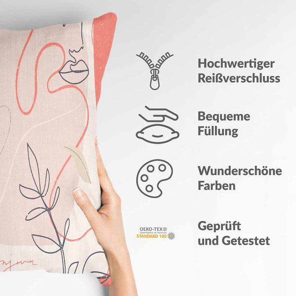 Health pillow beige with abstract face