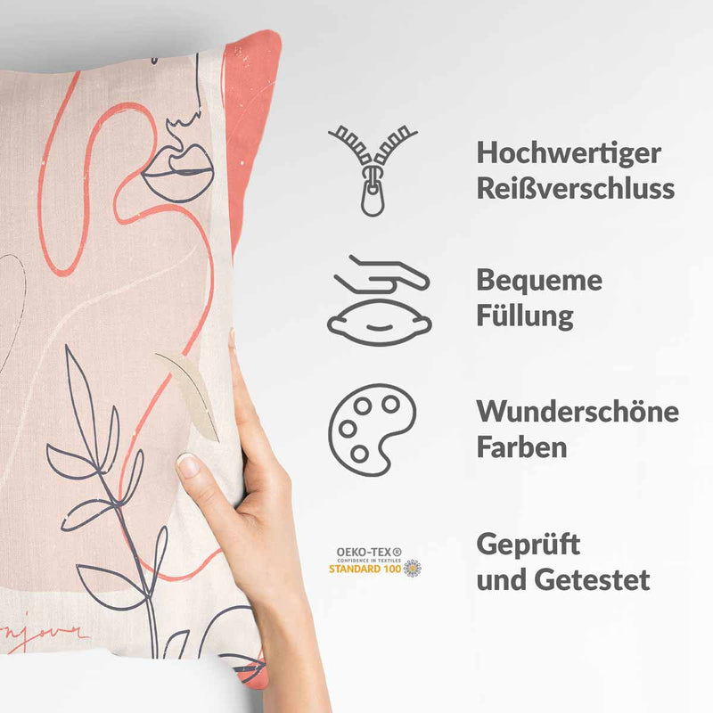 Health pillow beige with abstract face