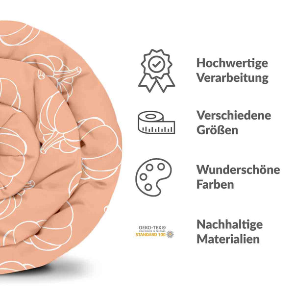 Set di biancheria da letto con coperta terapeutica arancione con zucca