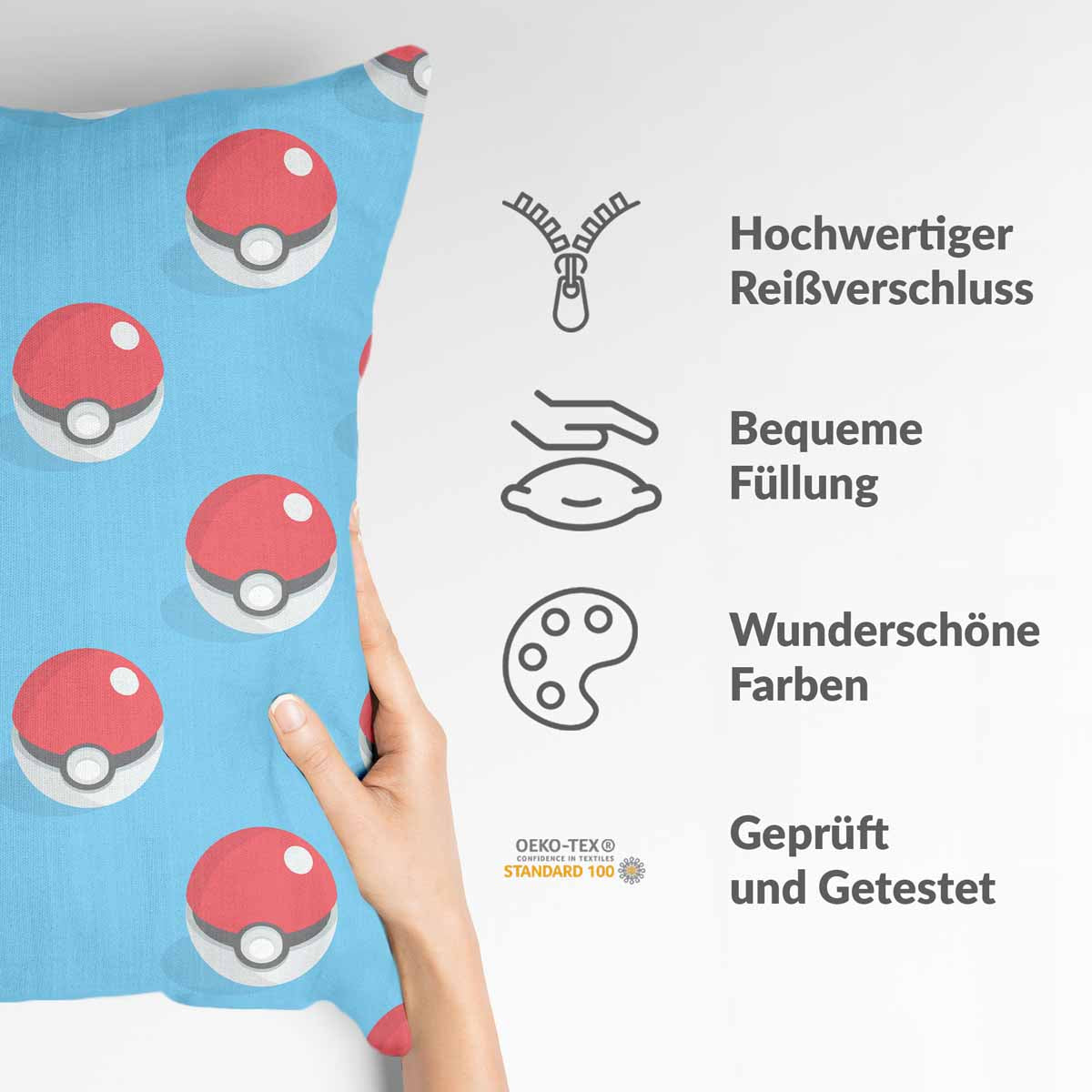 Health Pillow Light Blue with Pokemon