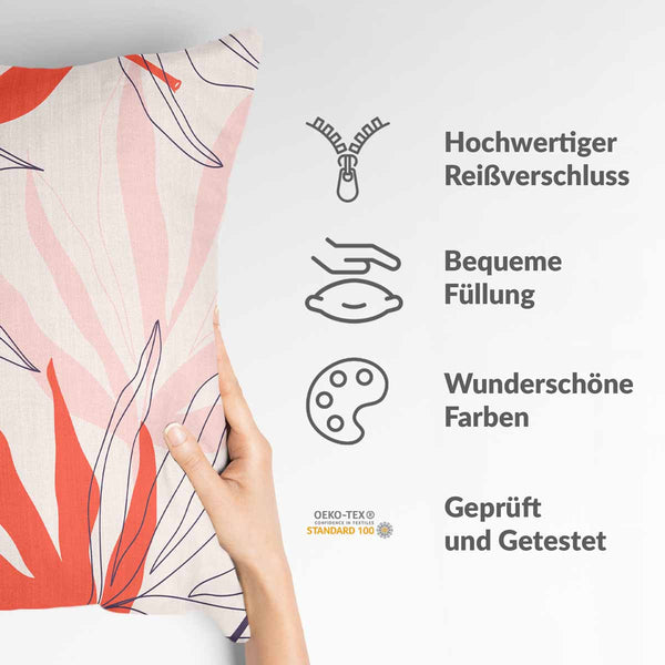 Health pillow beige with colorful leaves