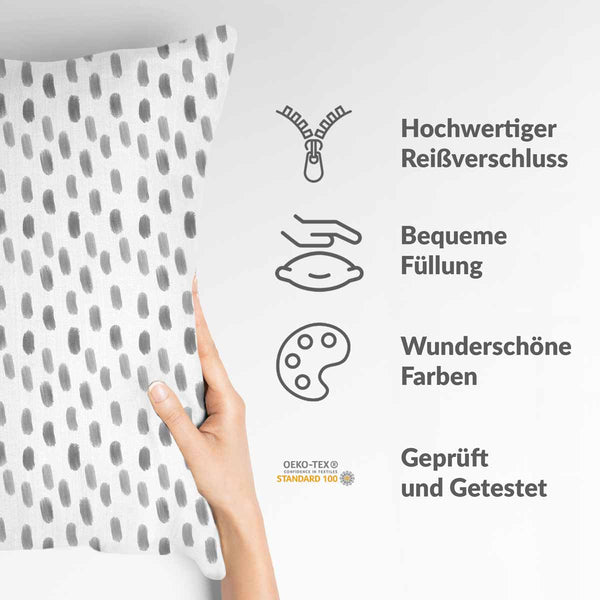 Health pillow, white with grey spots.