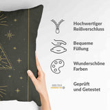Almohada de salud negra sol y cosmos