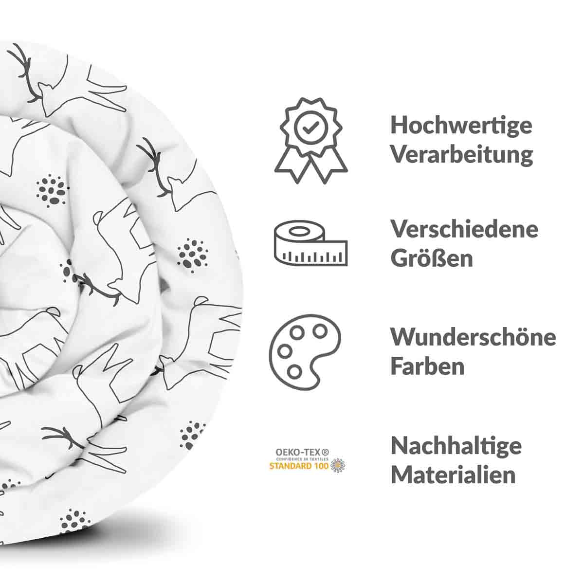 Therapy blankets bedding set white with deer