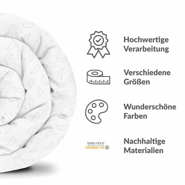 Therapy blanket bedding set, white with half moons.