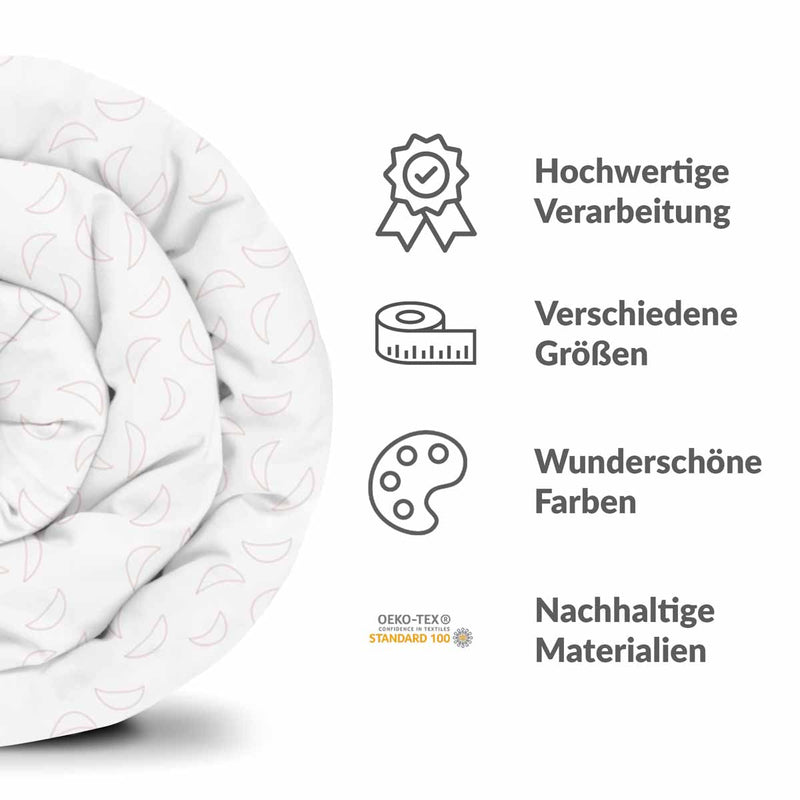 Therapy blanket bedding set, white with half moons.