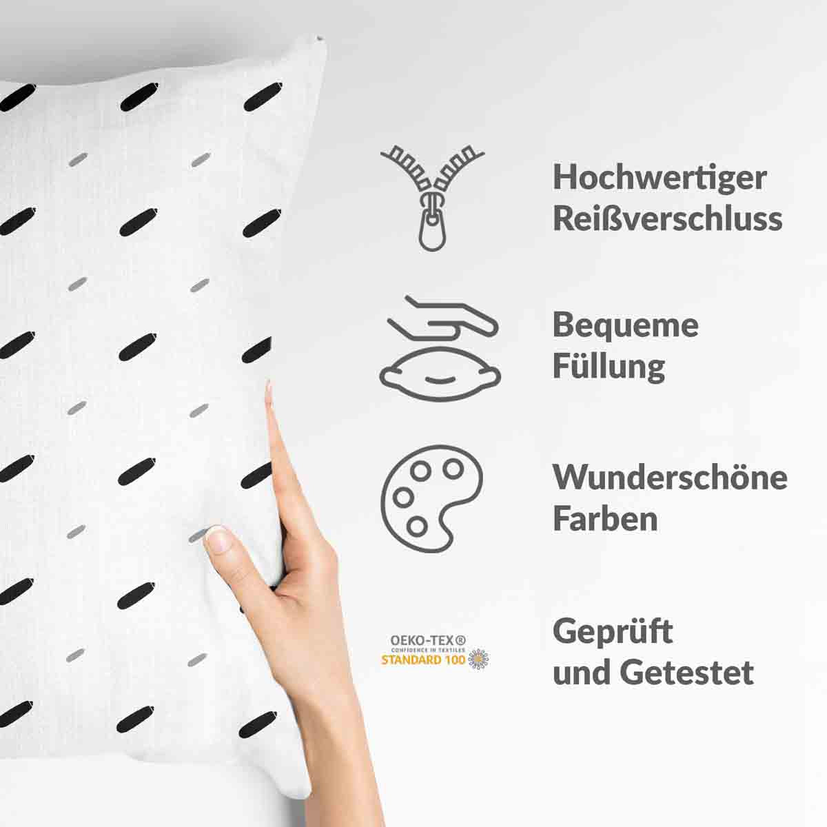 Almohada de salud blanca con líneas cortas