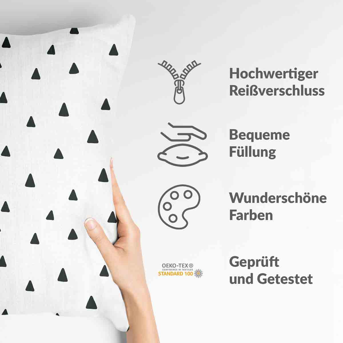 Cuscino sanitario bianco con triangoli neri