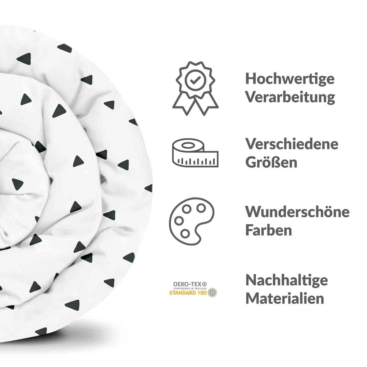 Original therapy blanket - cotton cover white with triangles in black