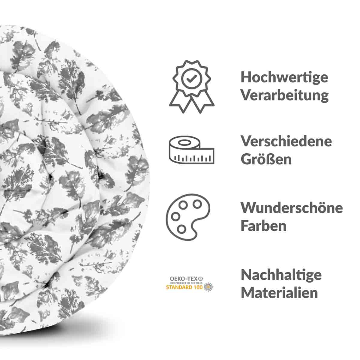 Therapy blankets bedding set white with gray leaves