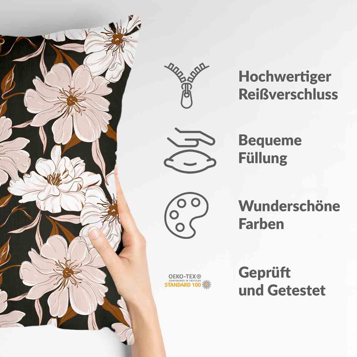 Almohada de salud con flores de áster rosa