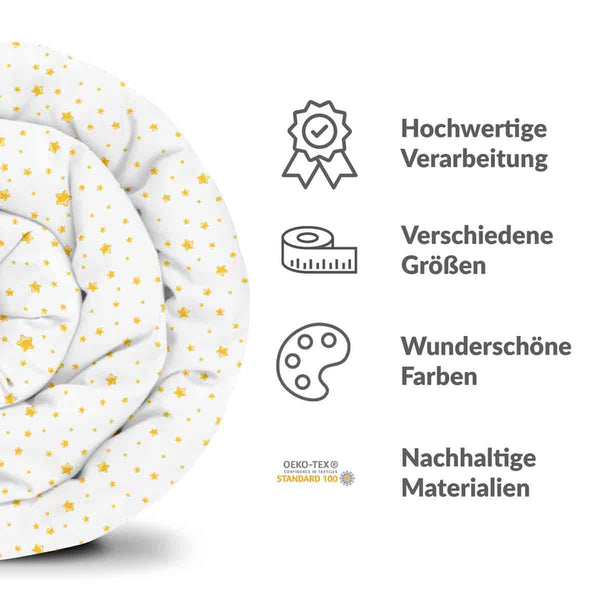 Therapy blanket and bedding set, white with yellow stars.