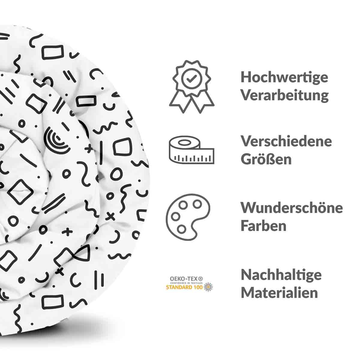 Original therapy blanket - cotton cover white with shapes in black