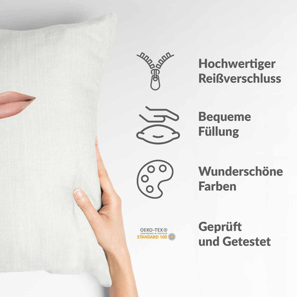 Health pillow white with lips