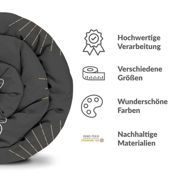 Set di biancheria da letto con coperta terapeutica nero con tarma