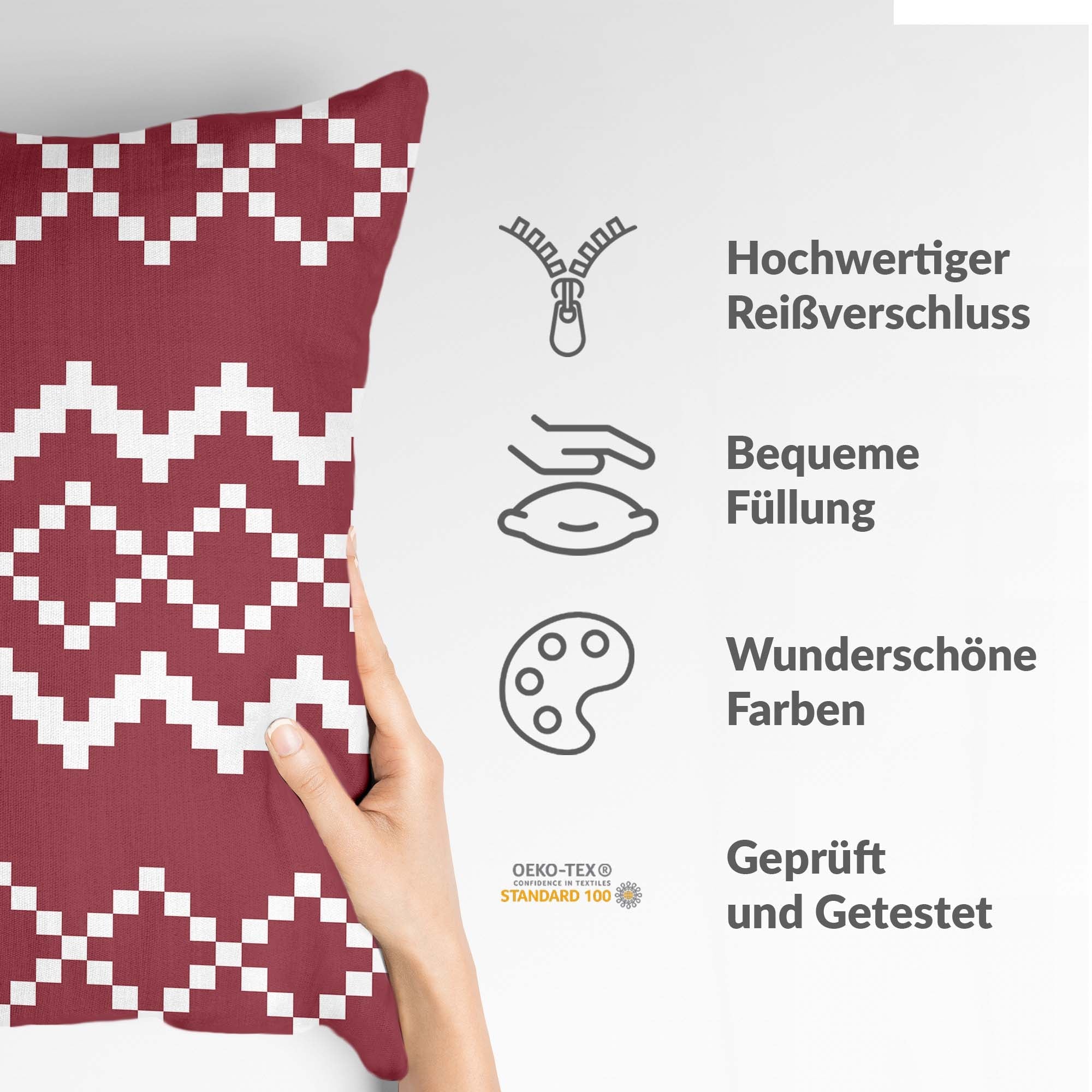 Health pillow with red Christmas pattern