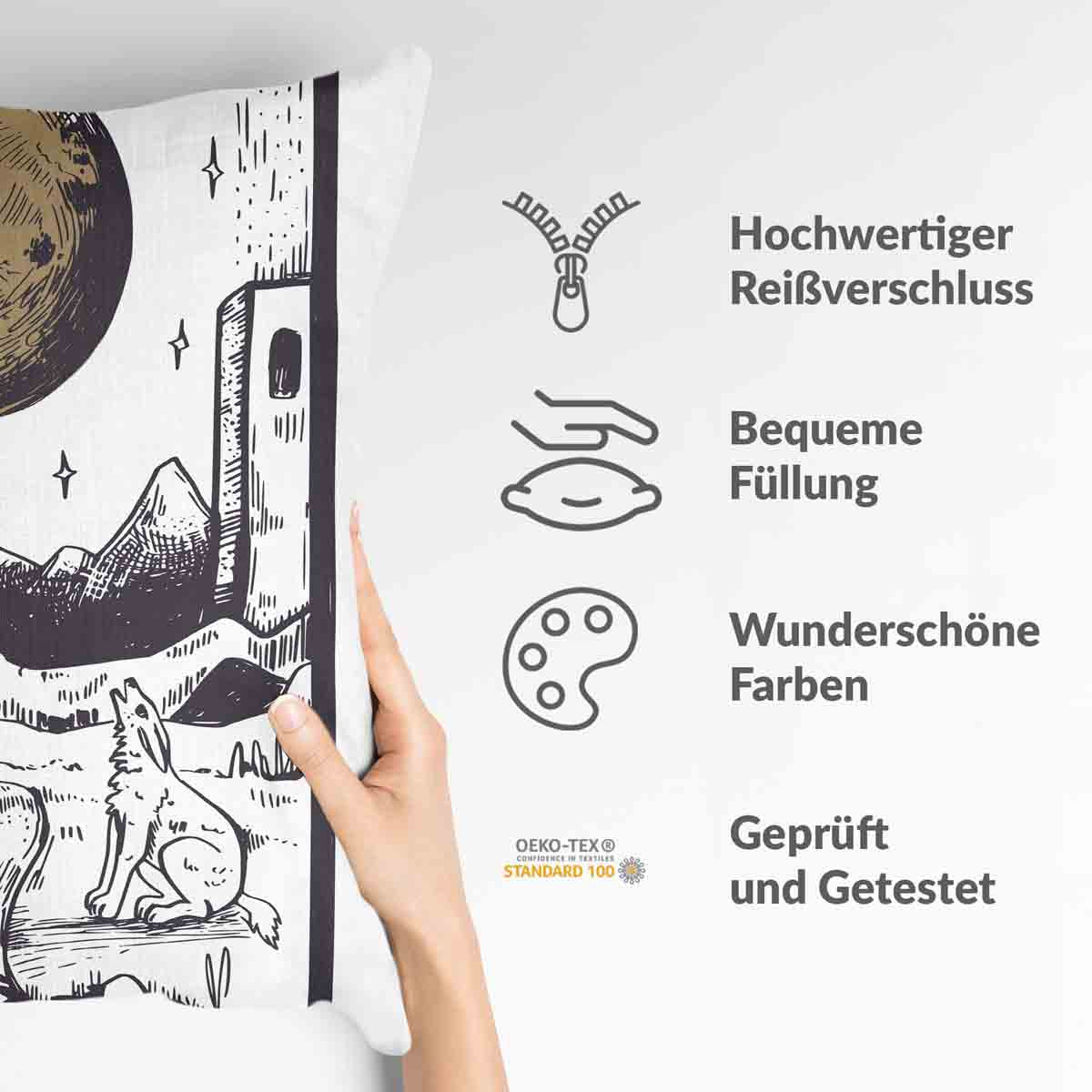 Health Pillow Wolf and Moon