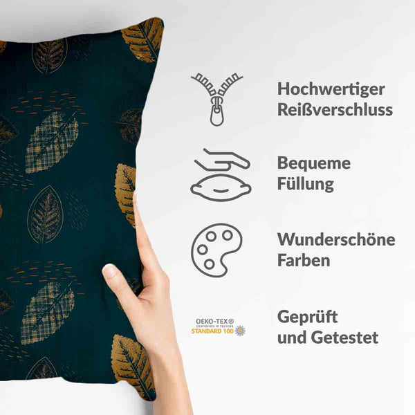 Health pillow green with golden leaf