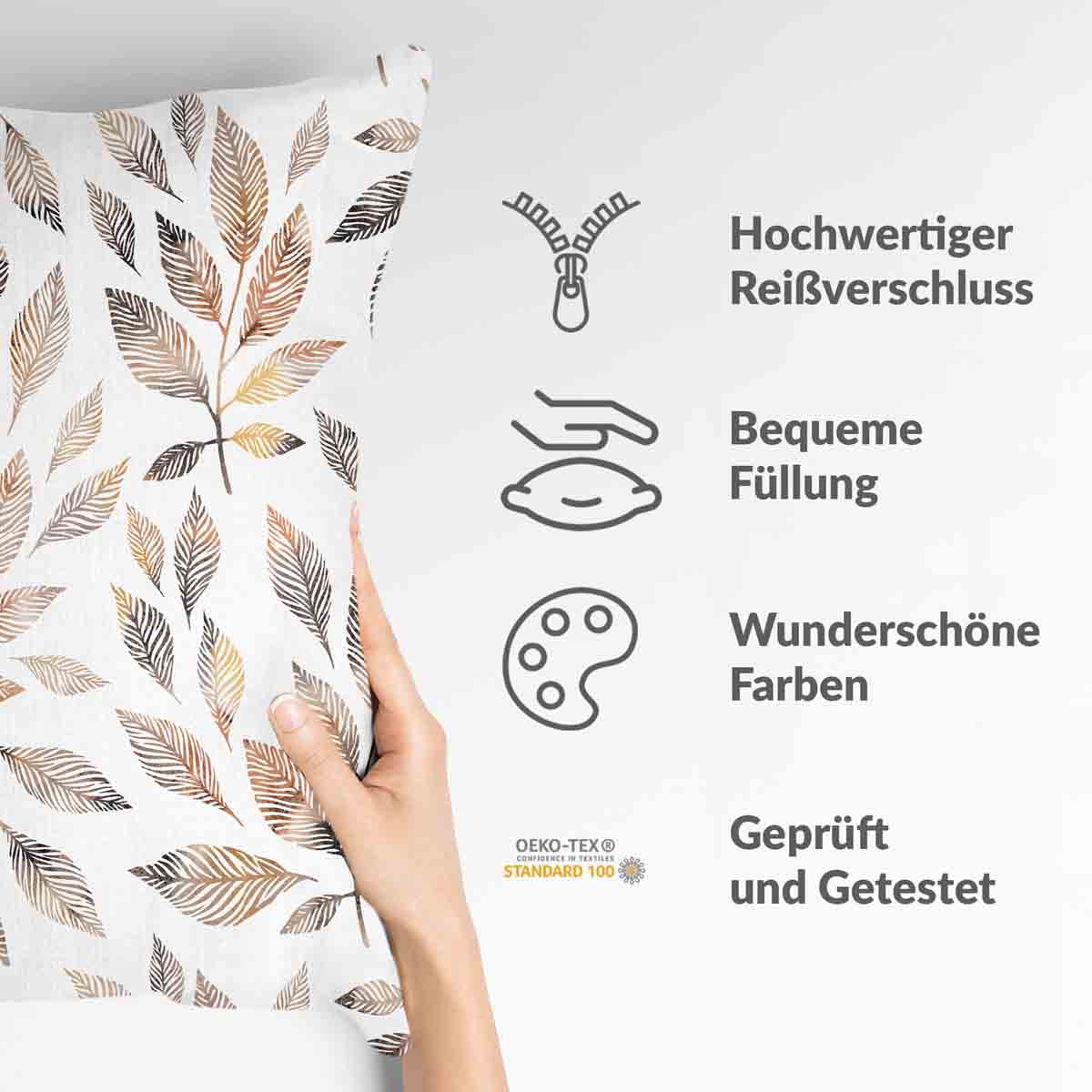 Gezondheidskussen wit met lichtbruine takken