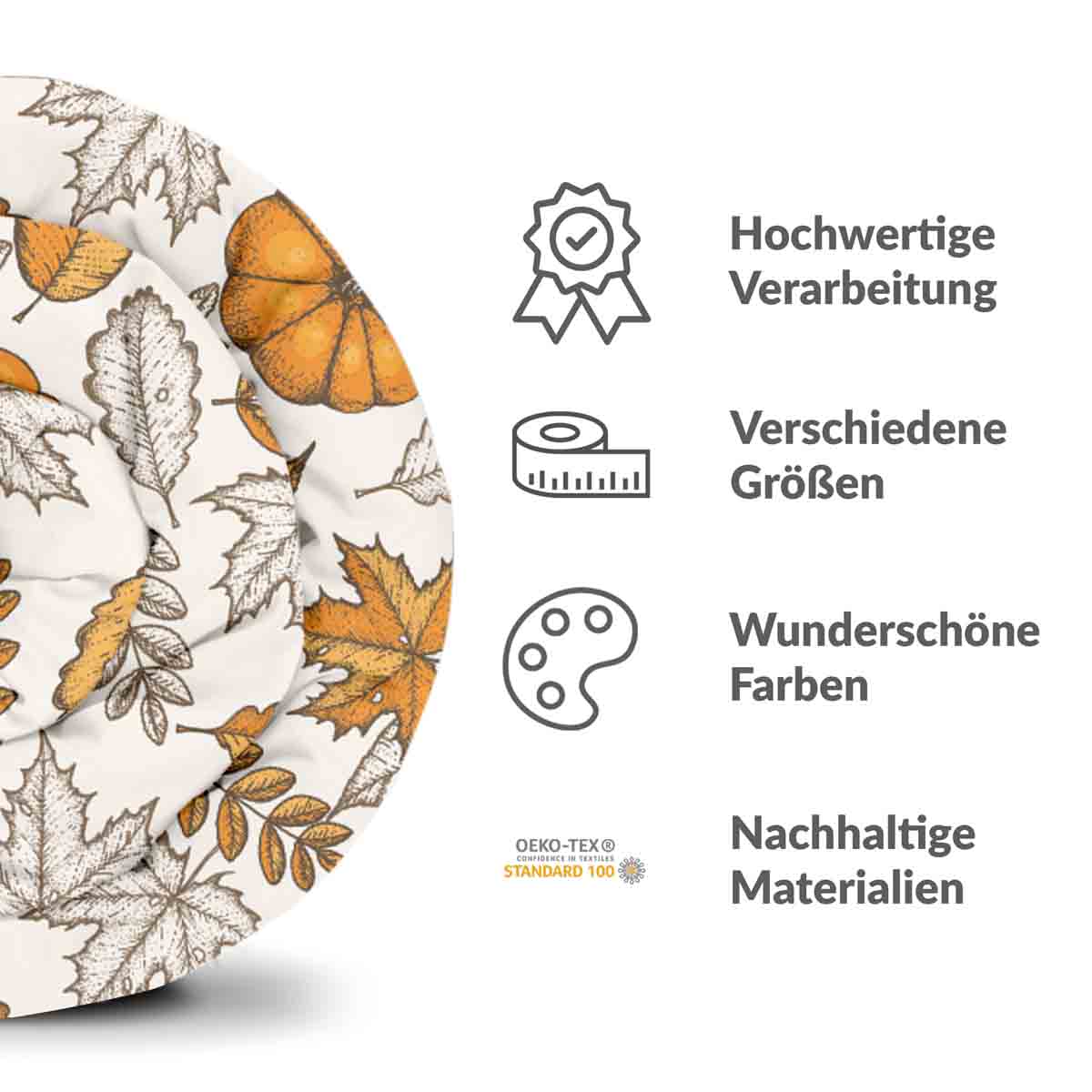 Original therapy blanket - cotton cover white with leaf and pumpkin