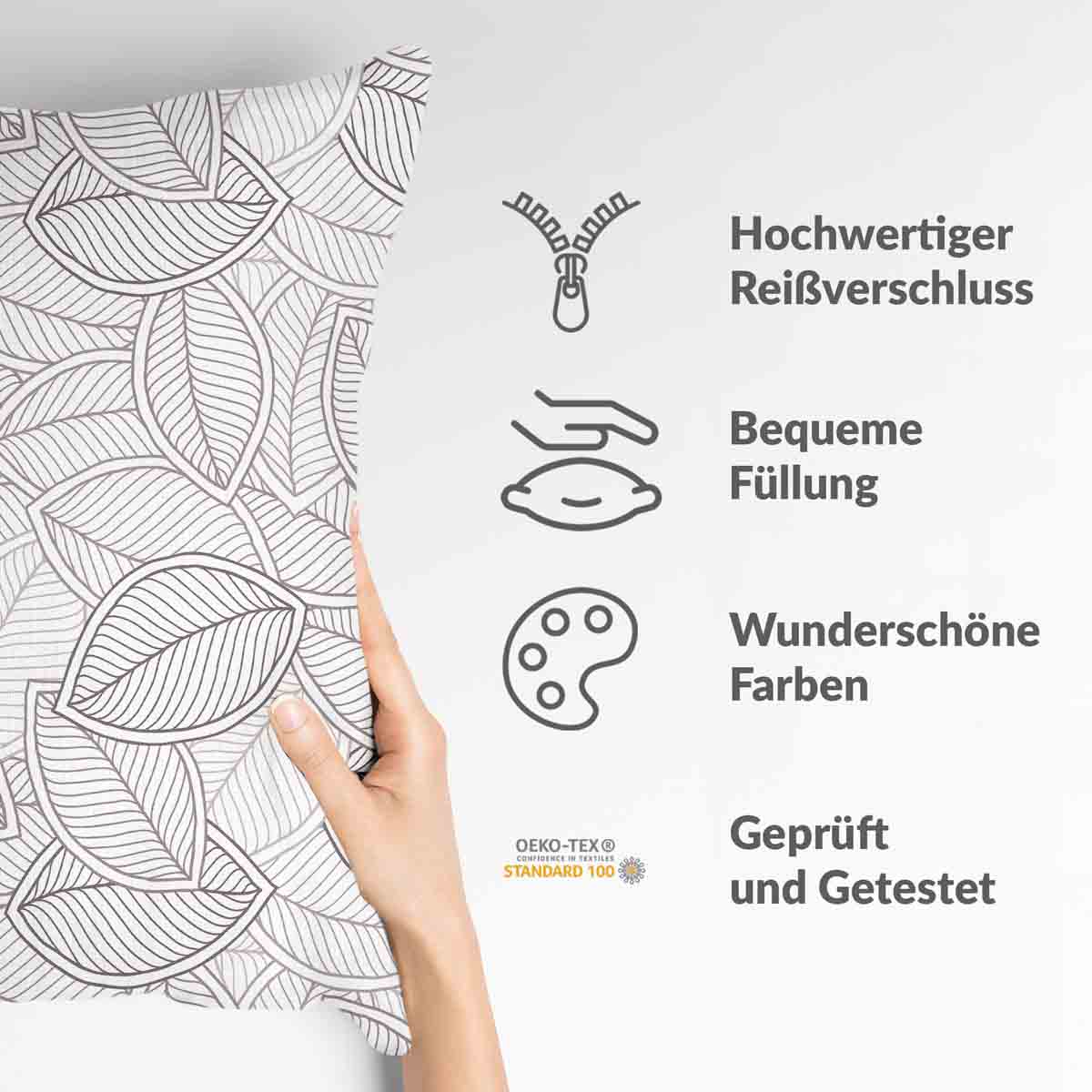 Gezondheidskussen met grijze palmbladeren