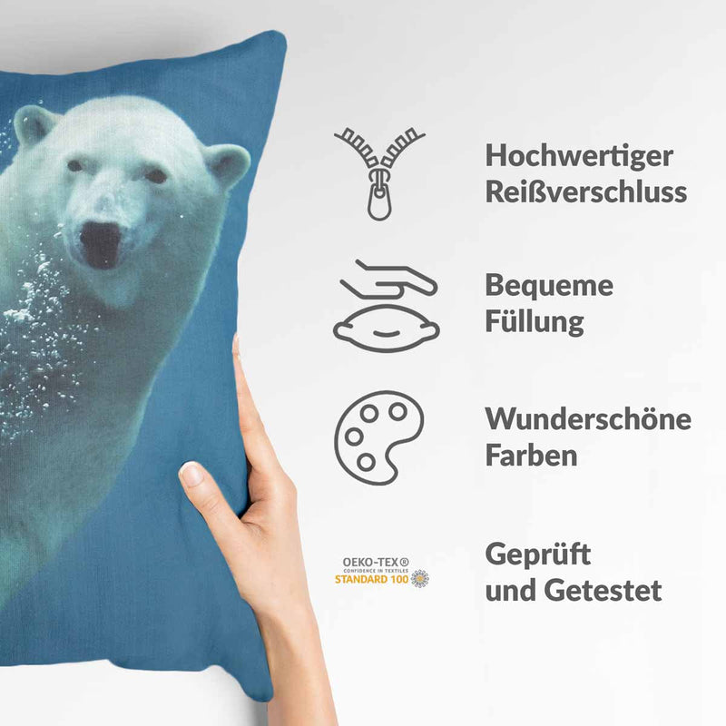 Blue health pillow with polar bear