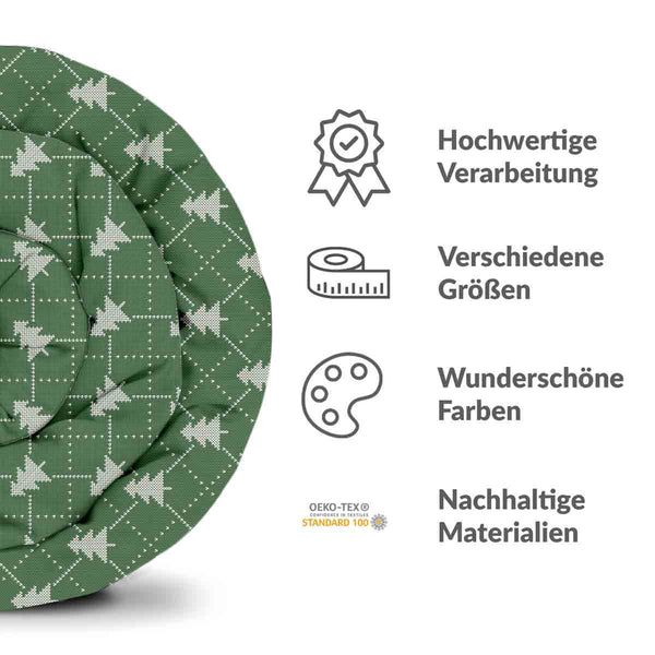 Therapy blanket bedding set, green with fir trees.