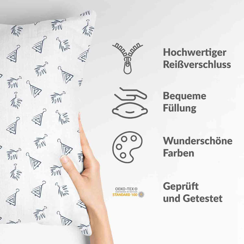 Gezondheidskussen wit met boho oorbellen