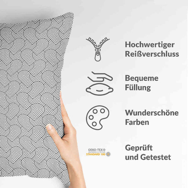Health pillow grey geometric hearts
